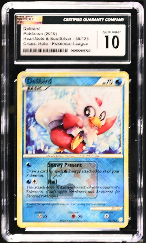 Load image into Gallery viewer, 2010 Pokemon Heart Gold &amp; Soul Silver Delibird Pokemon League CGC 10
