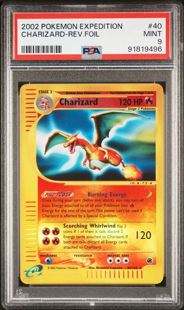 Load image into Gallery viewer, 2002 POKEMON EXPEDITION #40 CHARIZARD-REV.FOIL PSA 9
