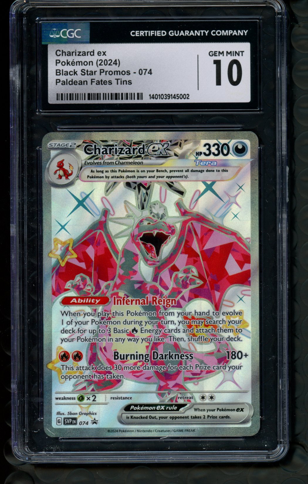 CGC 10 - Charizard Promo 074 - Paldean Fates Tins - Northwest Card Company