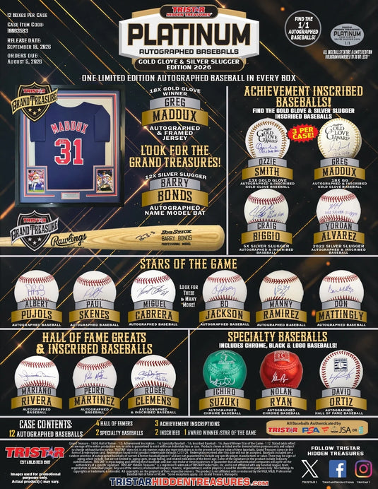 2026 TRISTAR Hidden Treasures Platinum Autographed Baseball - Gold Glove & Silver Slugger Edition